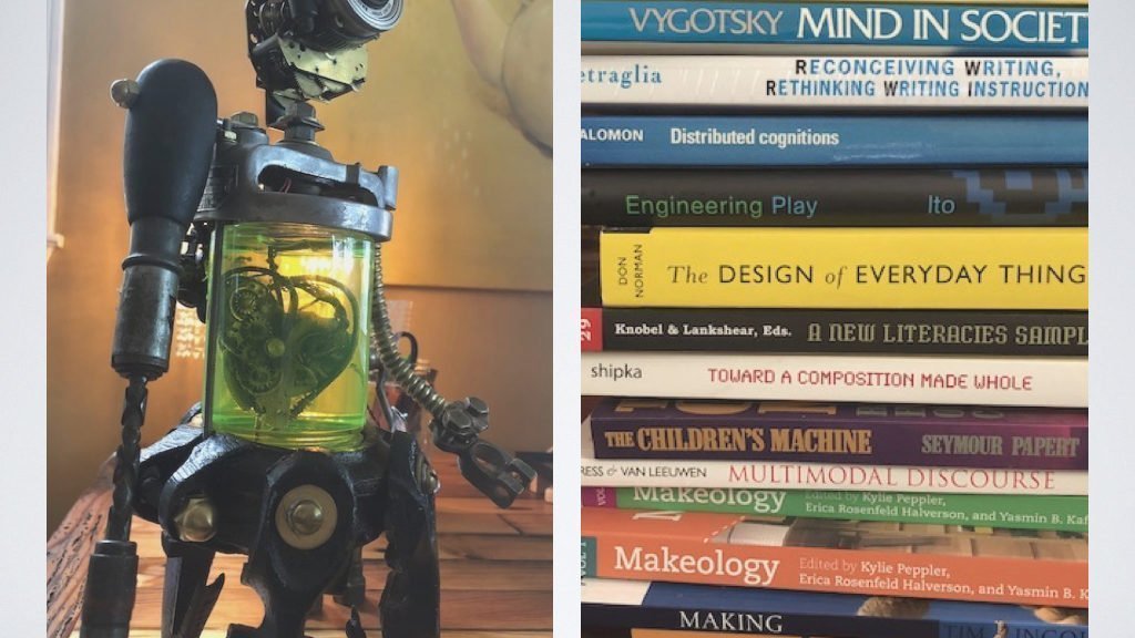 image of a robot and books